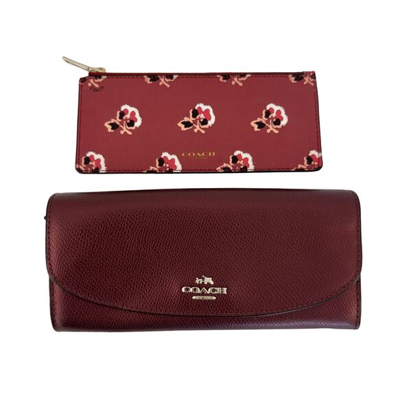 Coach Pop Slim Envelope Wallet Bramble Rose Metallic Cherry Floral F53570 - Picture 1 of 15